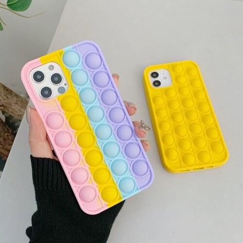 Push Bubble It Fidget Reliver Stress Rainbow Silicone Phone Case iPhone 12 11 Pro Max X XR XS 6s 7 8 Plus Anti-stress Toys Cover