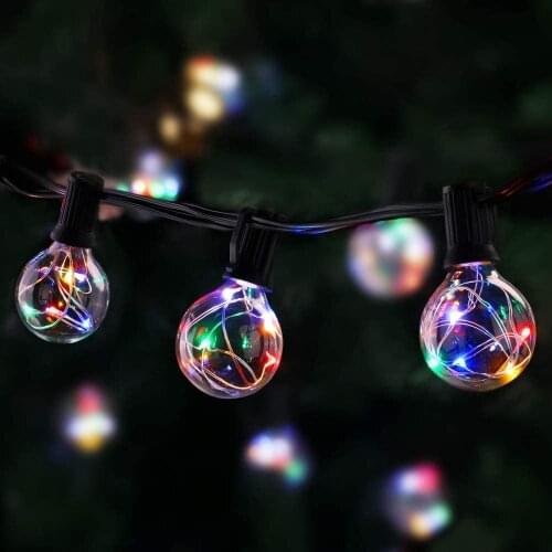 7.5M 25 G40 Led Globe String Lights with RGB Clear Bulbs Backyard Patio Fairy Lights Vintage Decorative Outdoor Garland Wedding