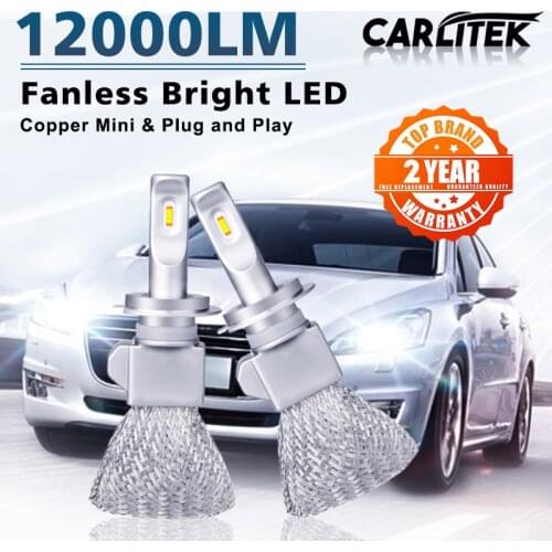 LED H7 H4 LED Car Headlight Fanless mini size CSP Copper Lights 6000K H1 H11 H8 HB3 HB4 Fog Lights 9005 9006 for car Carlitek