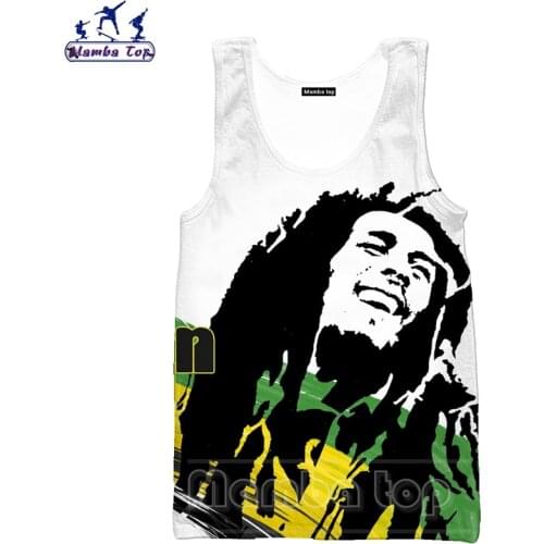 Mamba top 3D Print Singer Bob Marley Vest Reggae Music Mens Tank Tops O Neck Women Shirt Hippie Men Sleeveless Beach Streetwear