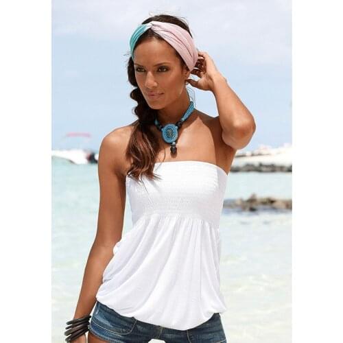 Off Shoulder Crop Top Sexy Tube Tops T Shirt Women Fashion Shirt Holiday Beach White T-Shirt Womens Strapless Tops