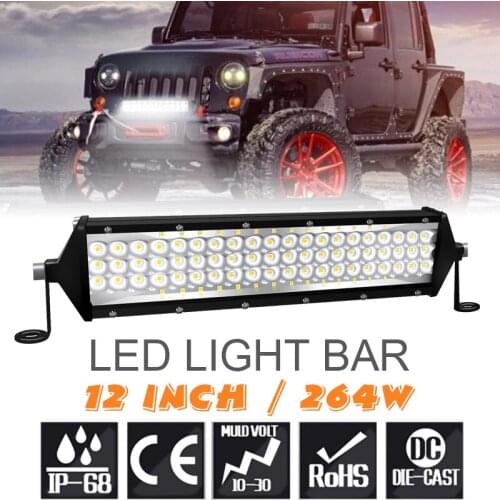 Universal 5 Row 12 Inch 264W LED Light Bar Waterproof Off Road Driving Led Work Light Spot Flood Combo Beam for Car Tractor Truc