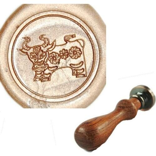 Chinese Zodiac Ox Seal Wax Kit,Vintage Wax Badge Seal Stamp Kit Wax Set Tool Gift,custom