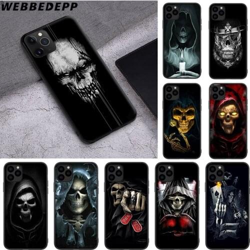 WEBBEDEPP Grim Reaper Skull Skeleton Silicone Soft Case for iPhone 12 Mini 11 Pro XS MAX XR X 8 7 6 6s 5 5s Plus