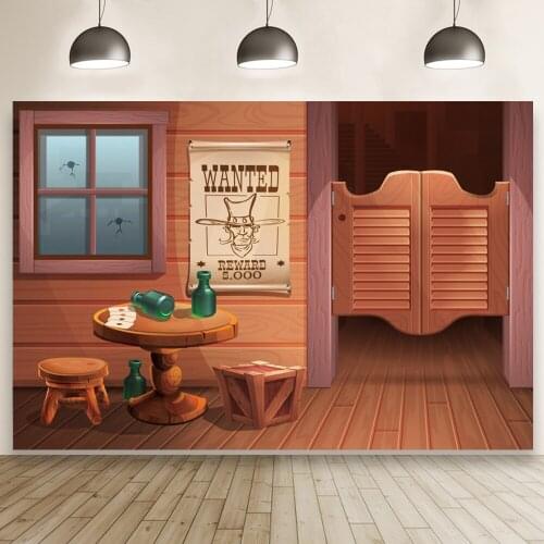 Western Cowboy Bistro Theme Backdrop Reward Order Scene Decor Kids Birthday Party Baby Shower Photo Background Studio Banner