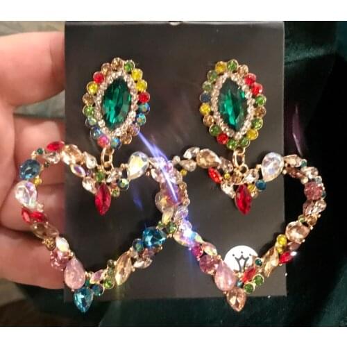 Crystal heart earrings contracted joker long Women Drop earrings Girls Wedding Party Statement Earrings Valentines Day Jewelry