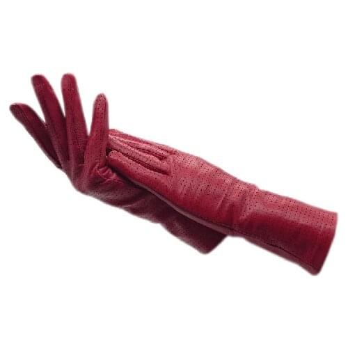 Winter ladies fashion sheepskin gloves punching sheepskin red autumn warm new driving dress motorcycle leather ladies punching g