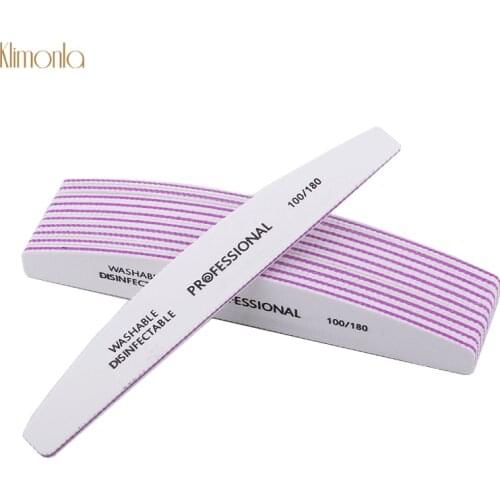 10pcs/lot Half Moon Nail File 100/180 White Sandpaper Nail Buffer Blocks Grinding Polishing Manicure Care Beauty Tools