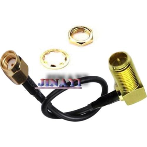 10pcs Right Angle RP-SMA Female Jack to RP SMA male Plug RF Pigtail Coaxial Jumper Antenna Cable RG174 10cm