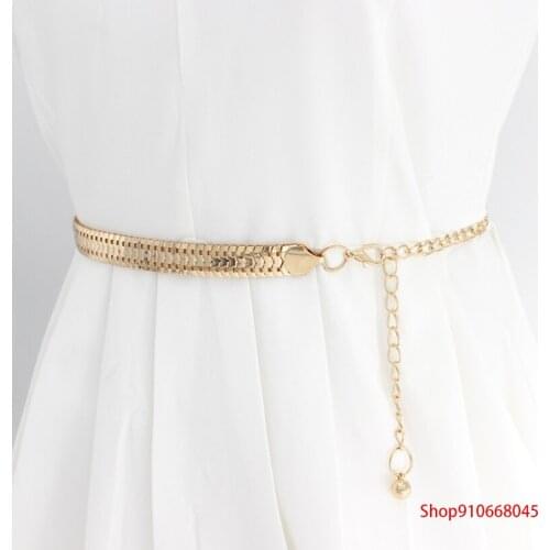 2021 new summer ladies waist chain fashion all-match decorative dress metal hook adjustment belt accessories hanging bead chain