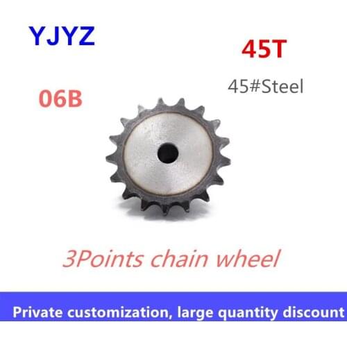 3Points chain wheel 45teeth manufacturer spot reserve price direct pitch 9.525MM 06B industrial