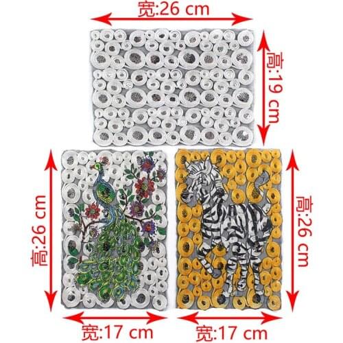 3design dot peacook zebra applique patch,sew on patches for clothes parche embroidery patches for clothing parches para la ropa