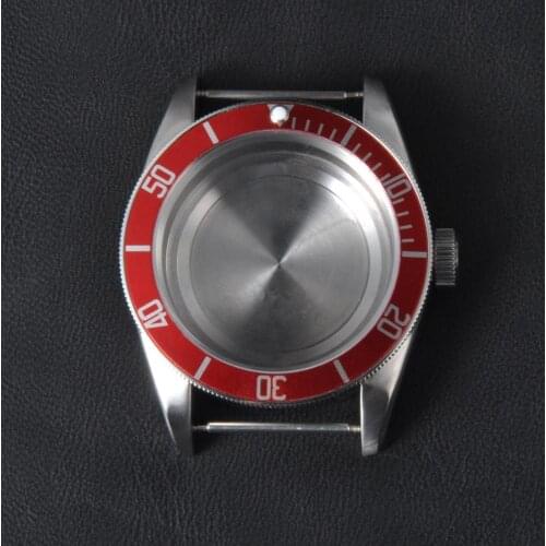 41mm Sapphire Glass Red Bezel stainless steel Watch Case mans watch