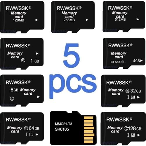 5pcs/Lot Brand New High Speed Micro Tf Card 128MB 256MB 512MB 1GB 2GB 4GB 8GB 16GB 32GB 64GB Class 10 U3