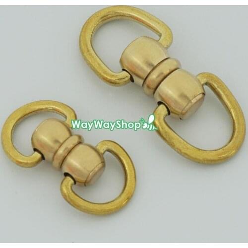 5 Pcs Solid Brass Rotated Double D ring connect Joint Head Button Leather Craft Accessorise Chain Wallet