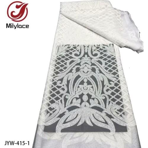 African Sequins Net Lace Fabric 2021 High Quality Nigerian French Tulle Lace Material for Wedding Dresses JYW-415