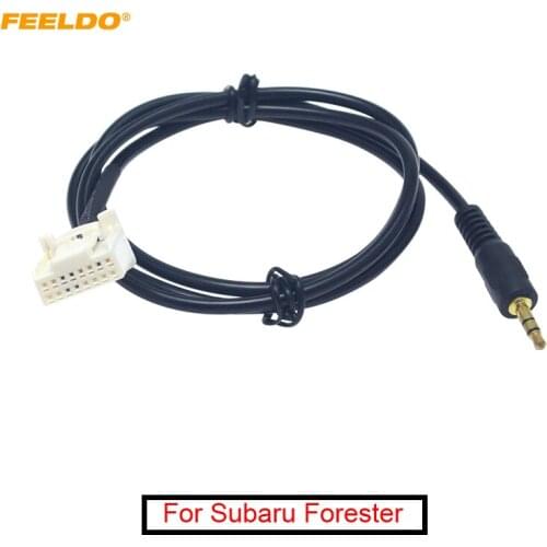 FEELDO 1Pc 3.5mm Male Jack AUX-IN Socket Audio Cable for Subaru Forester 2013 Extension Car CD Radio AUX Wire Adapter