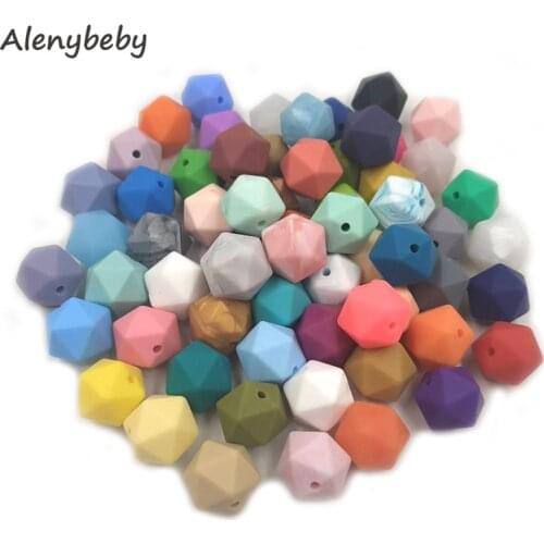 50pc 17mm Bulk Icosahedron BeadsTeether Baby Chew BPA Free Food Grade Soft Loose Silicone Teething Beads For Jewelry Making