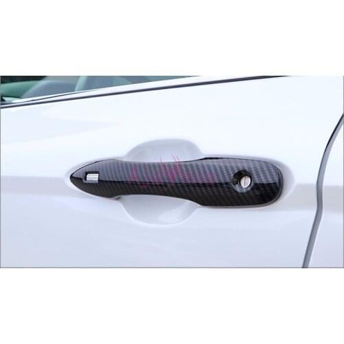 Carbon Fiber Color Door Handle Cover Bowl Insert Trim Car Styling For Toyota Camry Sports Version XV70 8th 2018 2019 Accessories