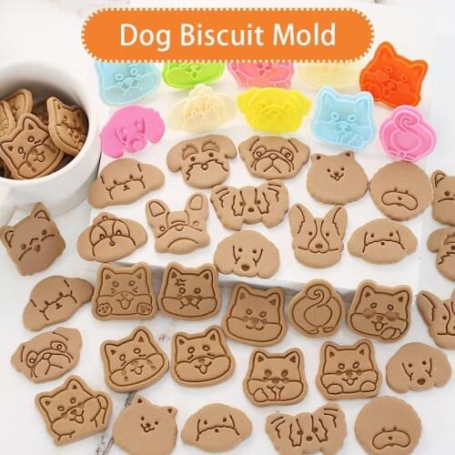 Mold Of Baking Cookie Cutter Cute Cartoon Dog Biscuit Mold Bone Teddy Home 3d Press Baking Tool Diy Cookie Mold
