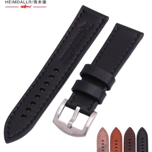 Heimdallr 22mm Universal Flat Leather Strap With Pin Buckle For Business Leisure Sports And Soft Fitting Wrist Leather Strap