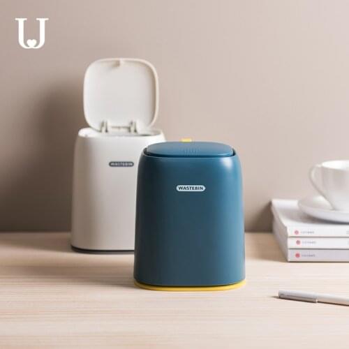 Jordan&Judy Waste Bin Pressing Type Desktop Trash Can Plastic Office Portable Cute Garbage Basket Dustbin Sundries Barrel Box