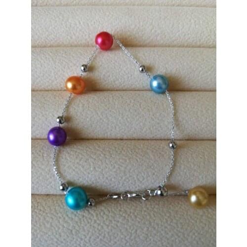 Best selling pearl bracelet 925 Sterling Silver Bracelets with AAA grade Pearls Colored Round Pearls Bracelets 1 piece N55
