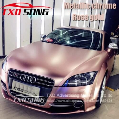 10/20/30/40/50/60X152CM/LOT New Arriva Rose Gold Satin Matte Chrome Metallic Vinyl Wrap Film Foil Pearl metal rose gold vinyl