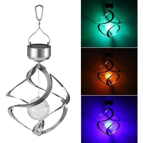Fashion Solar Powered Colour Changing Saturn Wind Spinner Light Hanging Garden Outdoor