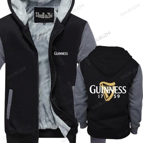 Men streetwear hooded zipper Guinness Beer hoodies Custom Designed Color Worn Label Pattern mens shubuzhi fleece hoodies