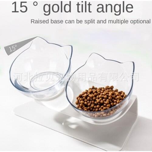 Non-slip cat bowl Double pet bowl with overhead Pet food drinking bowl Cat and dog feeder Pet supplies Dog bowl Cat bowl