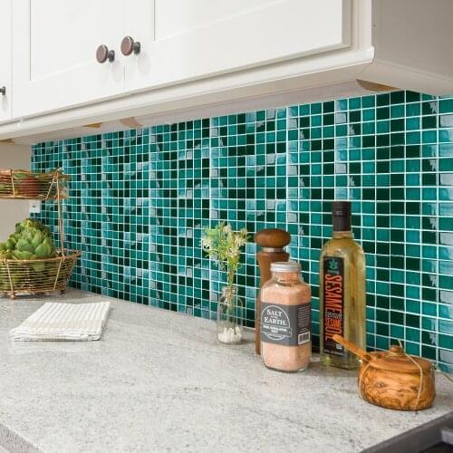 New PVC Self Adhesive Aquamarine Mosaic Waterproof and Oilproof Wall Decoration 3d Wall Sticker
