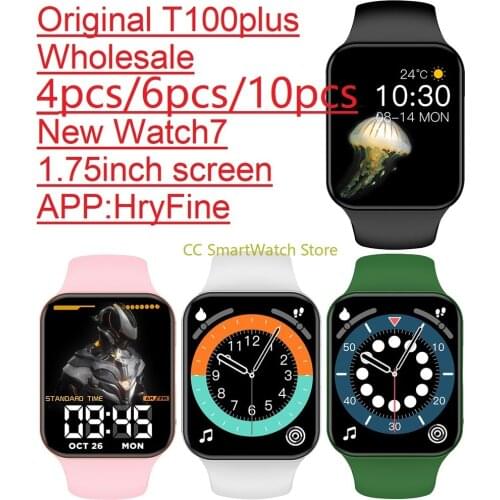 Original T100 plus Watch 7 Smart Watch T100plus SmartWatch Wholesale Bluetooth music RemotePhoto Dialing Message Reminder Sports