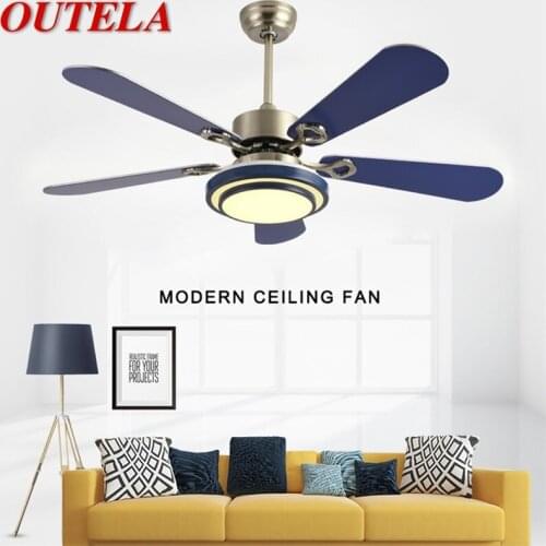 OUTELA Modern Ceiling Fan With Lights Remote Control LED 3 Colors Home Decorative for Dining Room Bedroom Restaurant