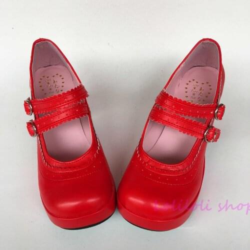 Peincess lolita red matte shoes Double tie decoration High heeled sandals Customer customization by handmade design an9040