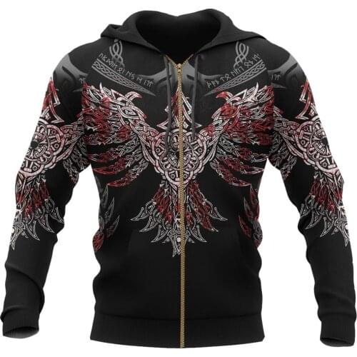 Viking Pullover Hoodie Raven Of Odin 3D Printed Men women Zip Up Hoodie Streetwear Casual Jacket Tracksuits Cosplay costumes