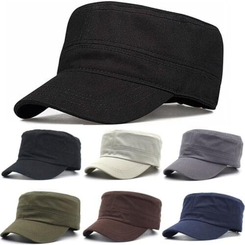 Adjustable Classic Plain Cap Vintage Army Military Cadet Style Cotton Hat Breathable Sun Protective Casual Cap