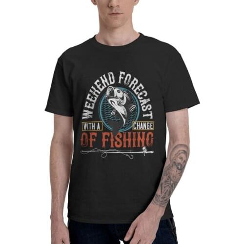 Retro OF Fishing Forecas T Shirt for Men 100% Cotton Printing T-shirt Funny Tshirt Short Sleeve Fisherman Tee Tops