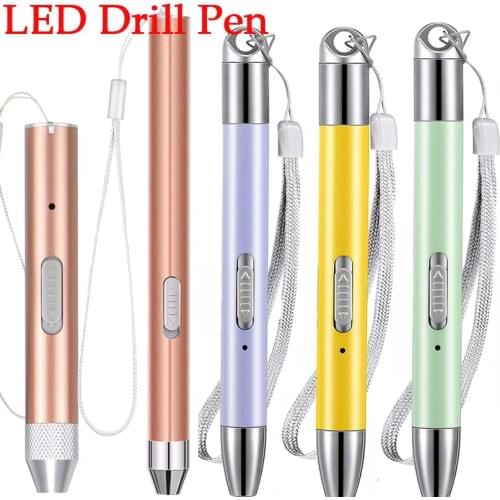 DIY Nails Painting Craft LED Lighting Point Drill Pen 5D Diamond Painting USB Rechargeable Embroidery Painting Accessories Suit