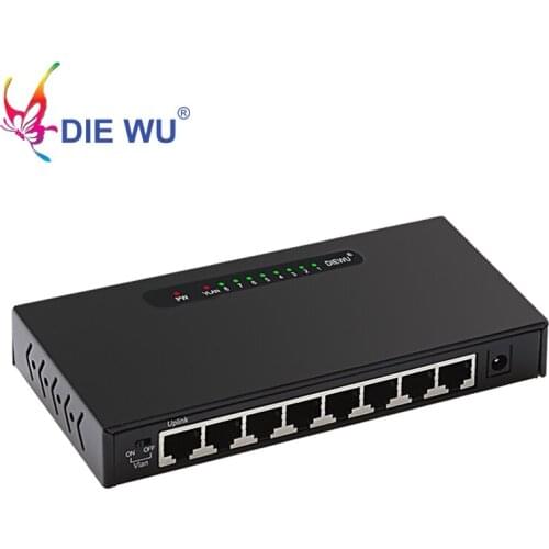 8 Port Gigabit Ethernet Network Switch 10/100/1000Mpbs HUB Desktop LAN Switcher Adapter Metal case