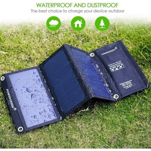 PowerGreen 21 Watts Foldable Solar Panel Cell 5V 2A Solar Charger Folding Solar Power Bag for Samsung for Xiaomi
