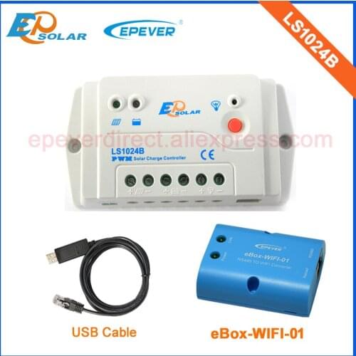 Solar Panels 12V 24V charger controller LS1024B 10A 10amps PWM Wifi eBOX and USB cable PC connect EPEVER EPsolar Factory supply