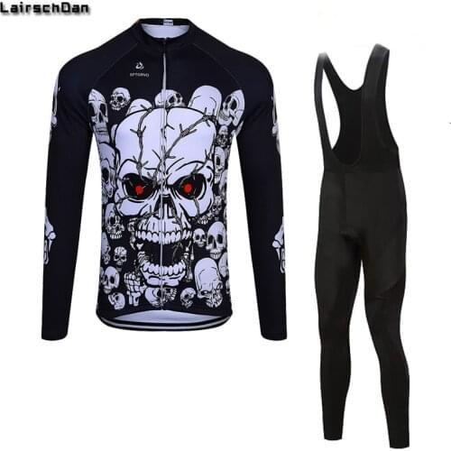 SPTGRVO LairschDan 2021 black skull bicycle cycling clothing cycl clothes jersey set men‘s autumn cycling suit women bike outfit