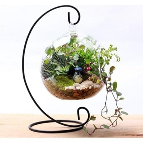 12 Inch 30cm Hanging Holder Crystal Terrarium Container Without Glass Ball Vase Pot Iron Stand Holder Decoration Home Decor