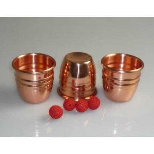 Super Professional Brass Three Cups and Balls (Large) Magic Tricks Magician Close Up Illusion Gimmick Props Magia Toys Joke