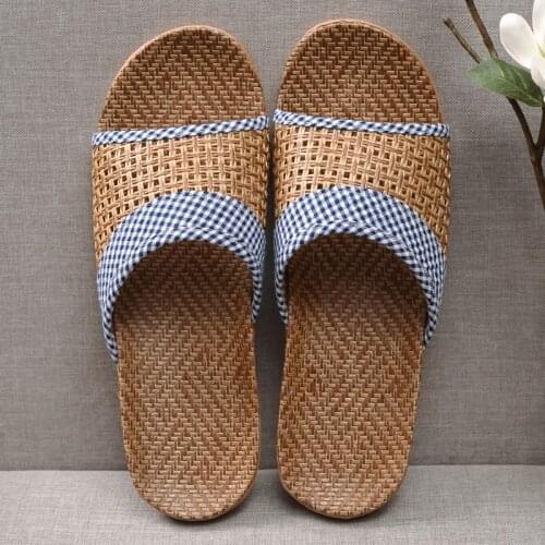 Rattan slippers summer men and women home couple slippers linen slippers indoor cute floor sandals