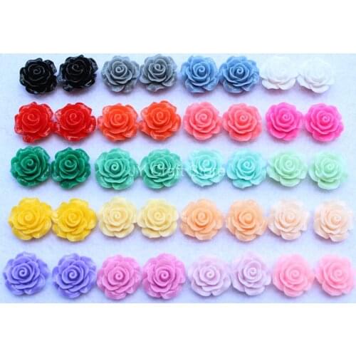 20color U Pick set of 100pcs Mixed Colors Rose Flower Flatback Resin Cabochons Artificial Rose phone Case DIY Decor 20mm