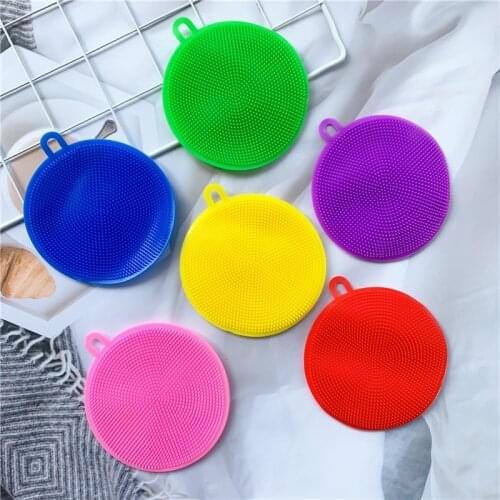 1Pc Silicone Cleaning Brushes Soft Silicone Scouring Pad Washing Sponge Dish Bowl Pot Cleaner Washing Tools Kitchen Accessories