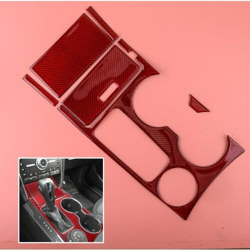 1 Set Car Red Carbon Fiber Console Gear Shift Box Panel Covers Trims Fit for Ford Explorer 2013 2014 2015 2016 2017 2018 2019