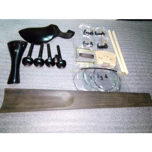 1 Set Quality Ebony Violin parts with tail piece+chin rest+pegs+end pin 4/4 &maple bridge& fine tuner etc all 4/4 SF02